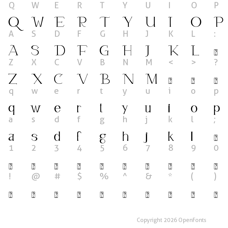 Character Map of Queenlery - Personal use Regular