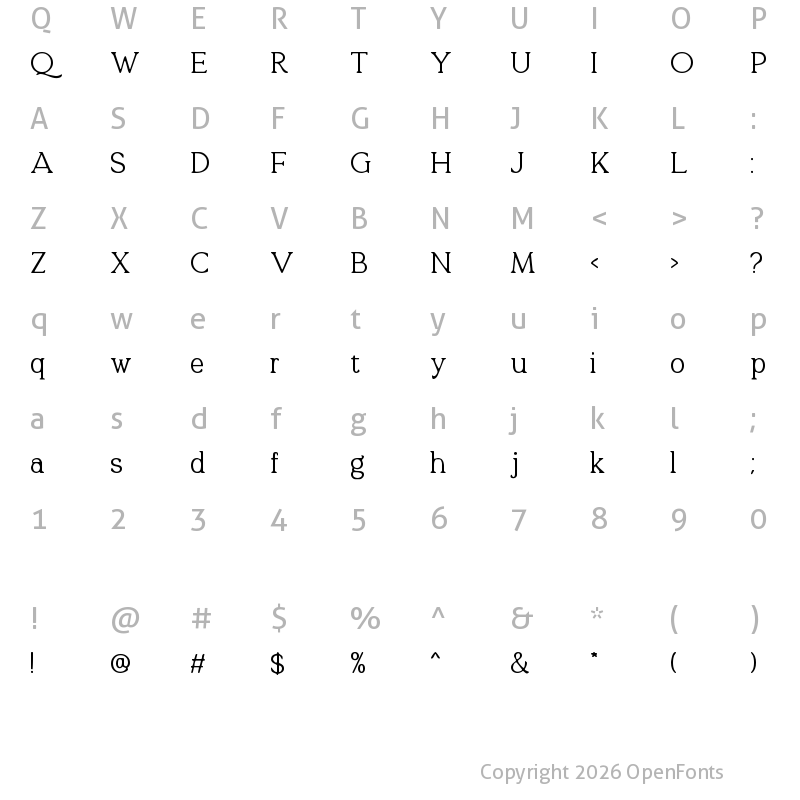 Character Map of Quelity DEMO Regular