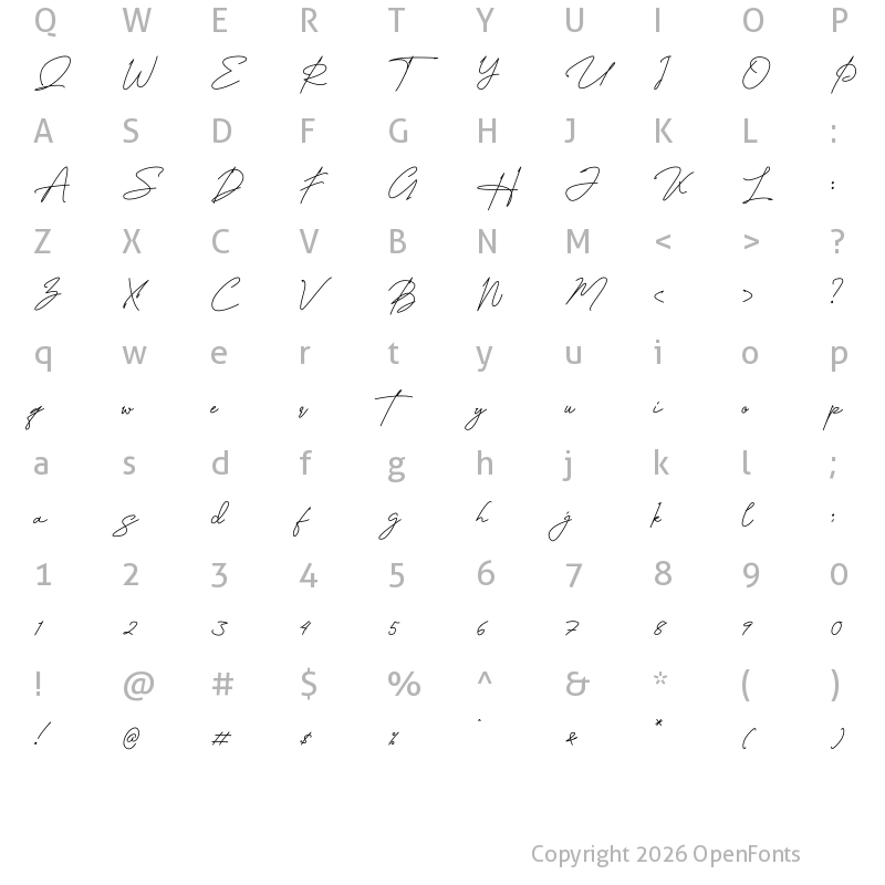 Character Map of QuentineAntelope Regular