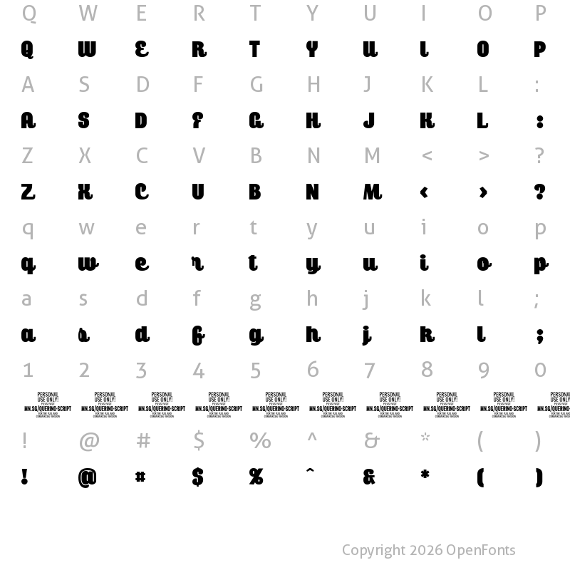 Character Map of Querino Script PERSONAL USE Regular