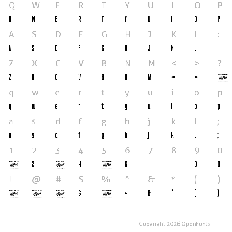 Character Map of Querygrand Regular