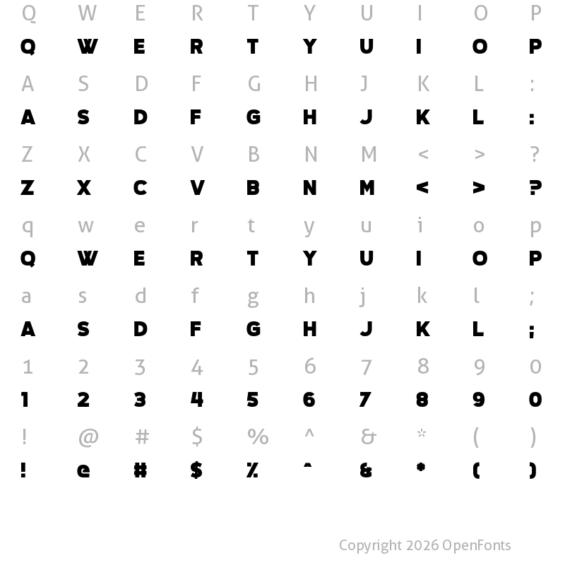 Character Map of Questrian 3 Regular