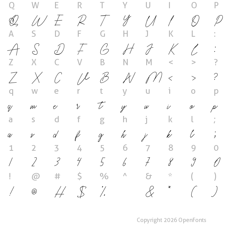 Character Map of Quetes Signature Regular