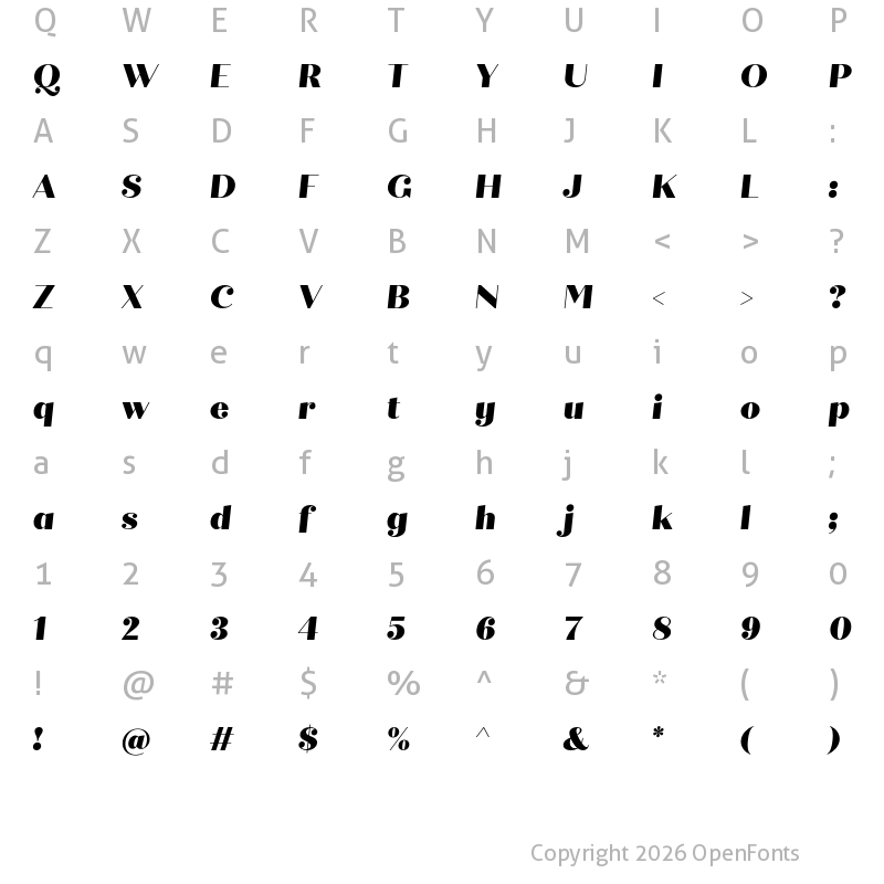 Character Map of Quiche Display Black Italic