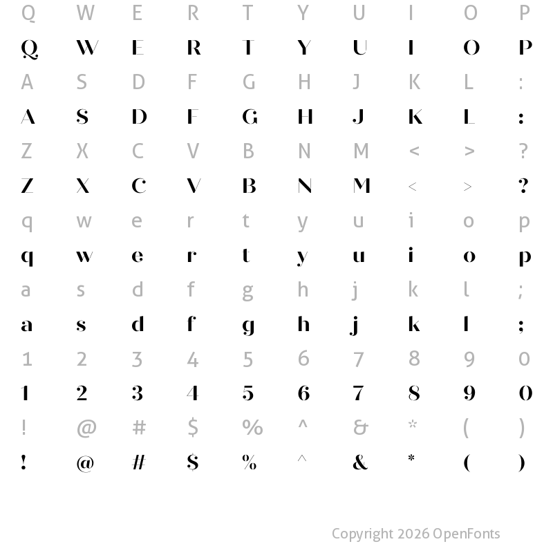Character Map of Quiche Stencil Bold