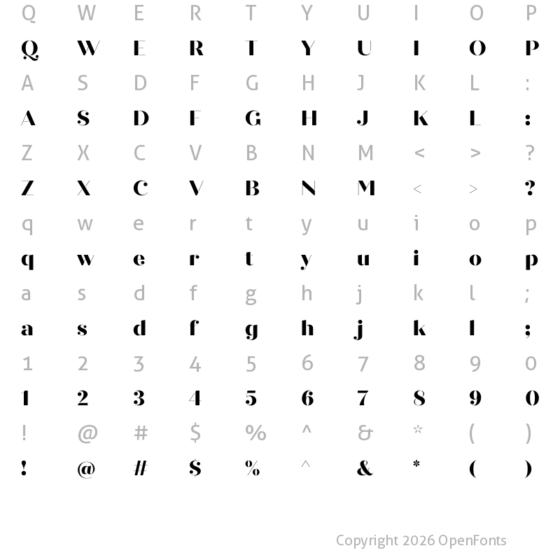 Character Map of Quiche Stencil ExtraBold