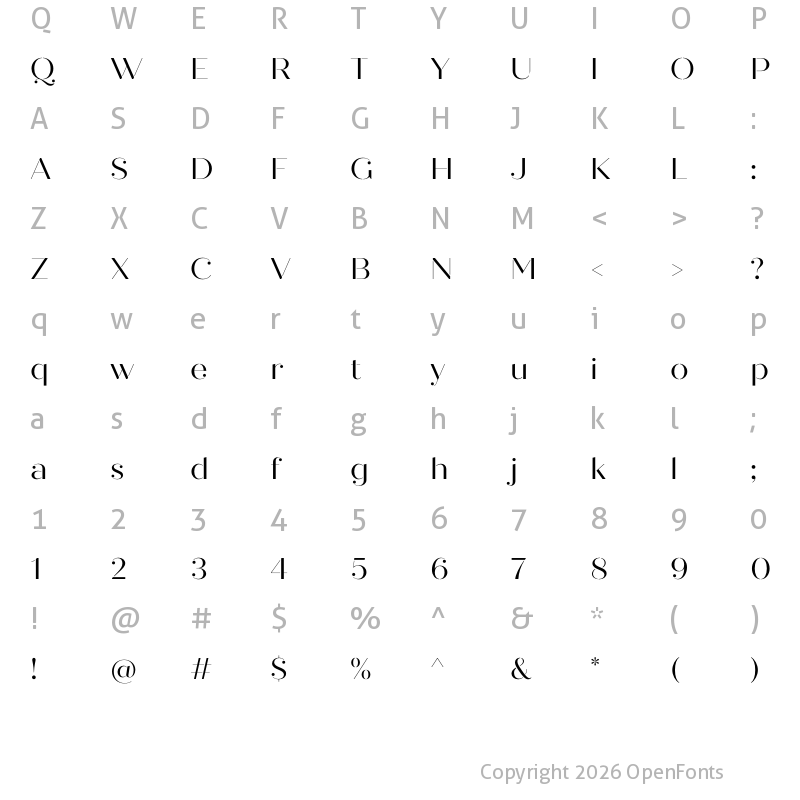 Character Map of Quiche Stencil Regular