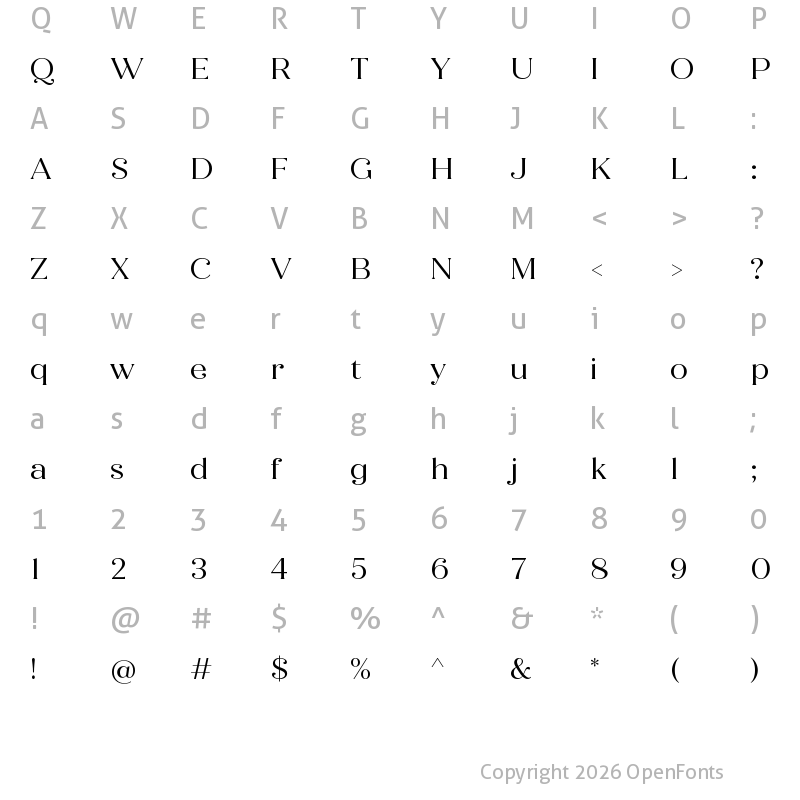 Character Map of QuicheFlare-Regular Regular