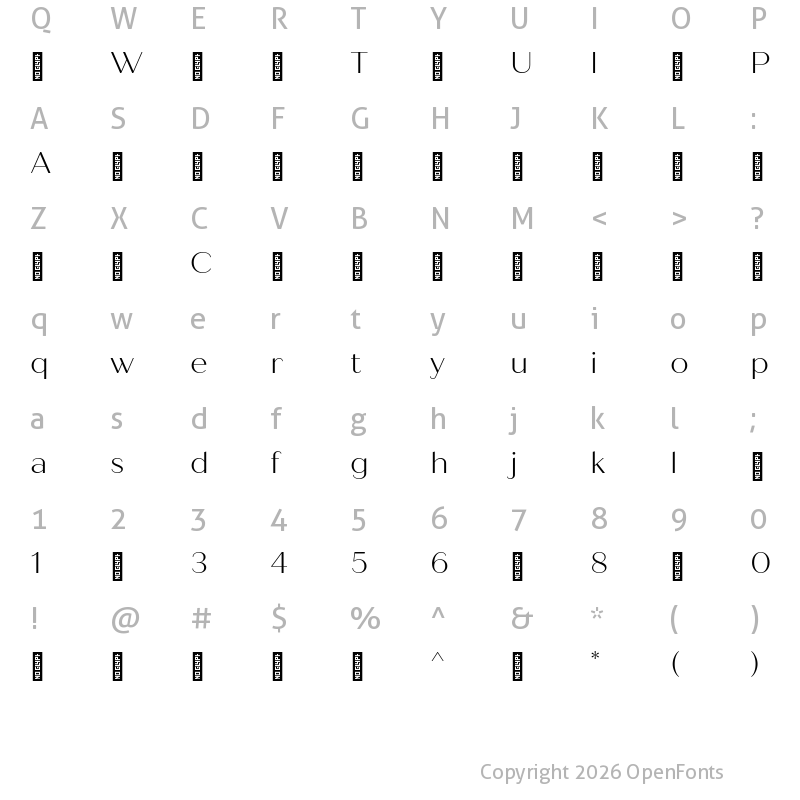 Character Map of QuicheSans-Light ?