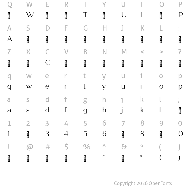 Character Map of QuicheSans-Regular ?