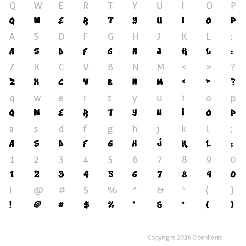 Character Map of Quick Blast Regular