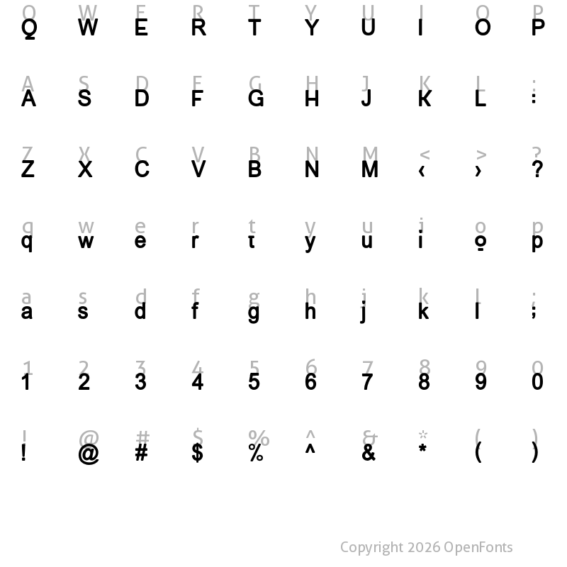 Character Map of Quickesto Regular