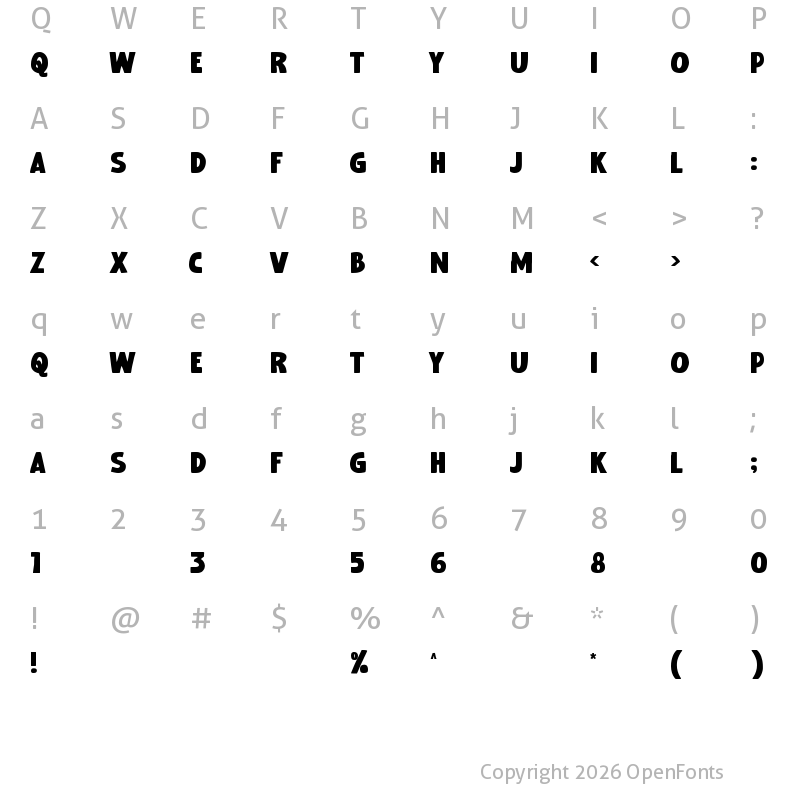 Character Map of Quickle Regular