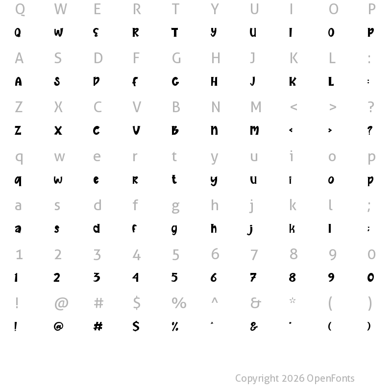 Character Map of Quickly Regular
