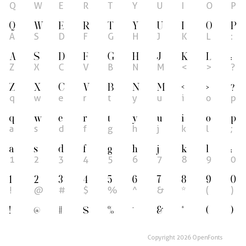 Character Map of QuicksSweetLove Display Regular