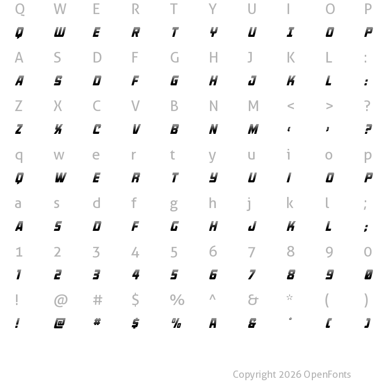 Character Map of Quicky Nick Halftone Regular