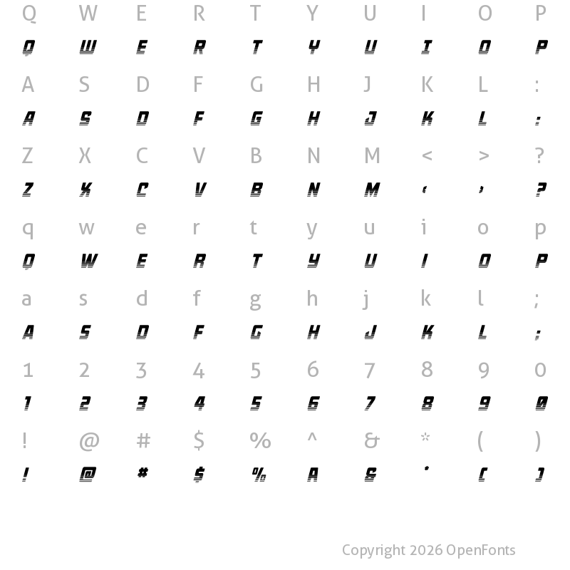 Character Map of Quicky Nick Twotone Regular