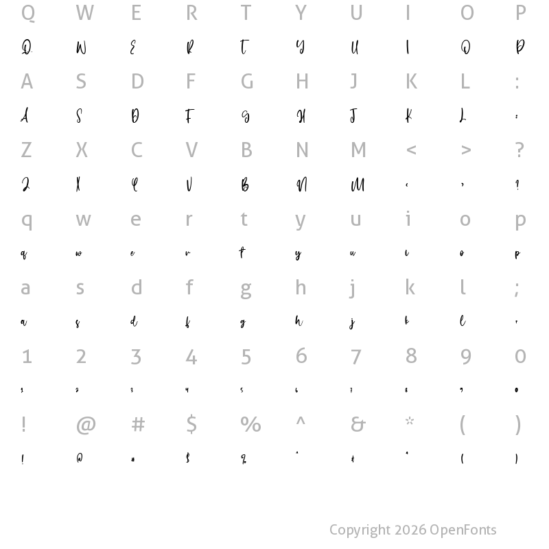 Character Map of Quiglary Regular