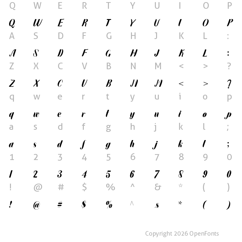 Character Map of Quikerty Regular
