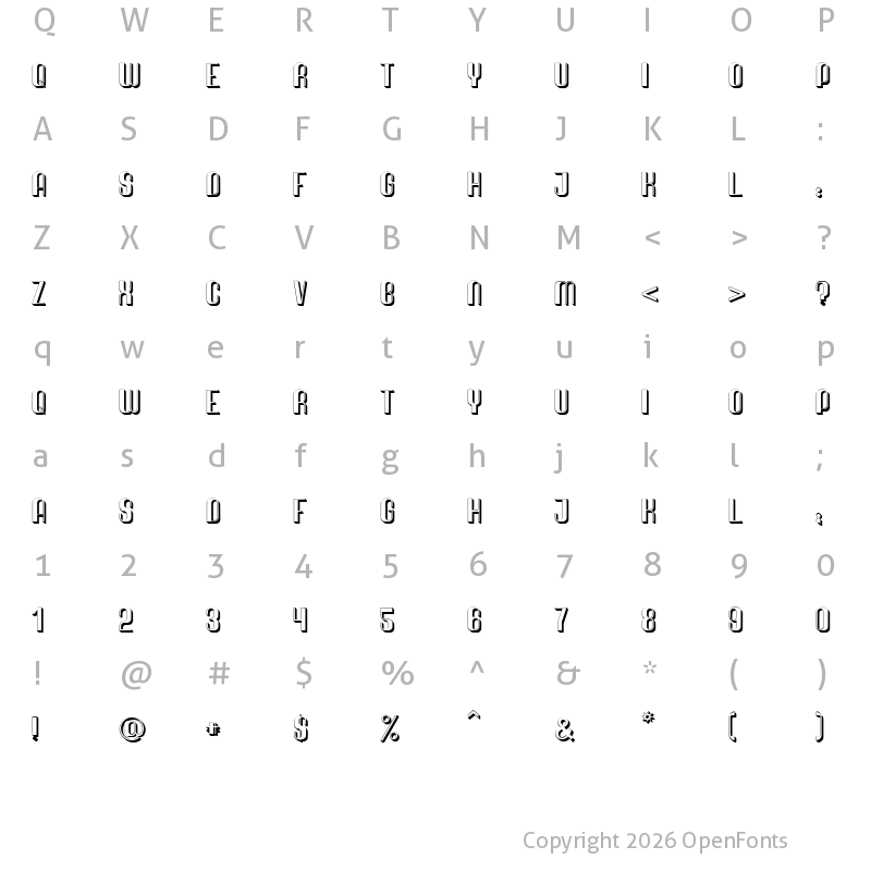 Character Map of Quimbie 3D Regular