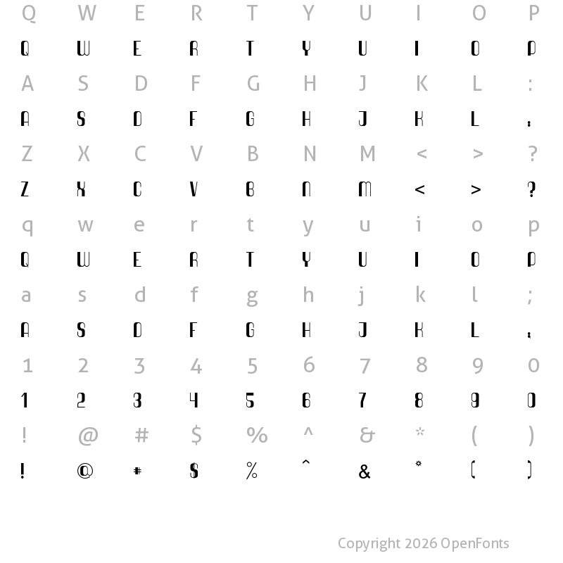 Character Map of Quimbie Regular