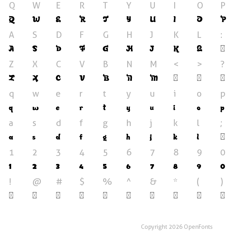 Character Map of Quincy Jhons Regular