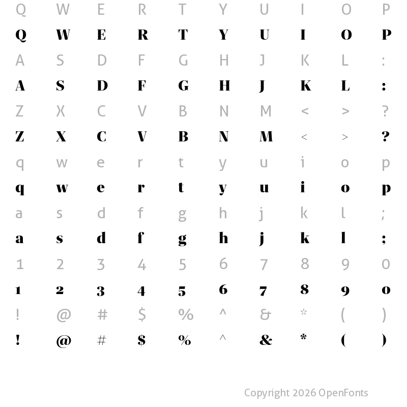 Character Map of Quinn Display Black