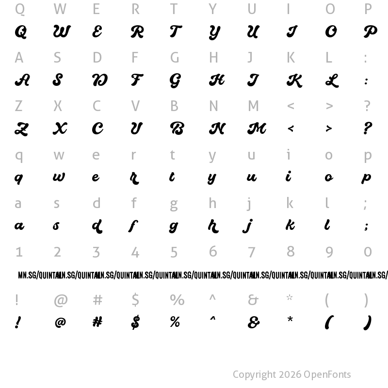 Character Map of Quintal Script PERSONAL USE ONLY Regular