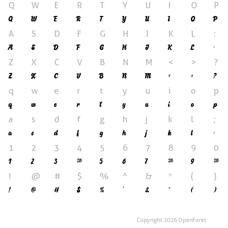 Character Map of Quirk Chick Regular