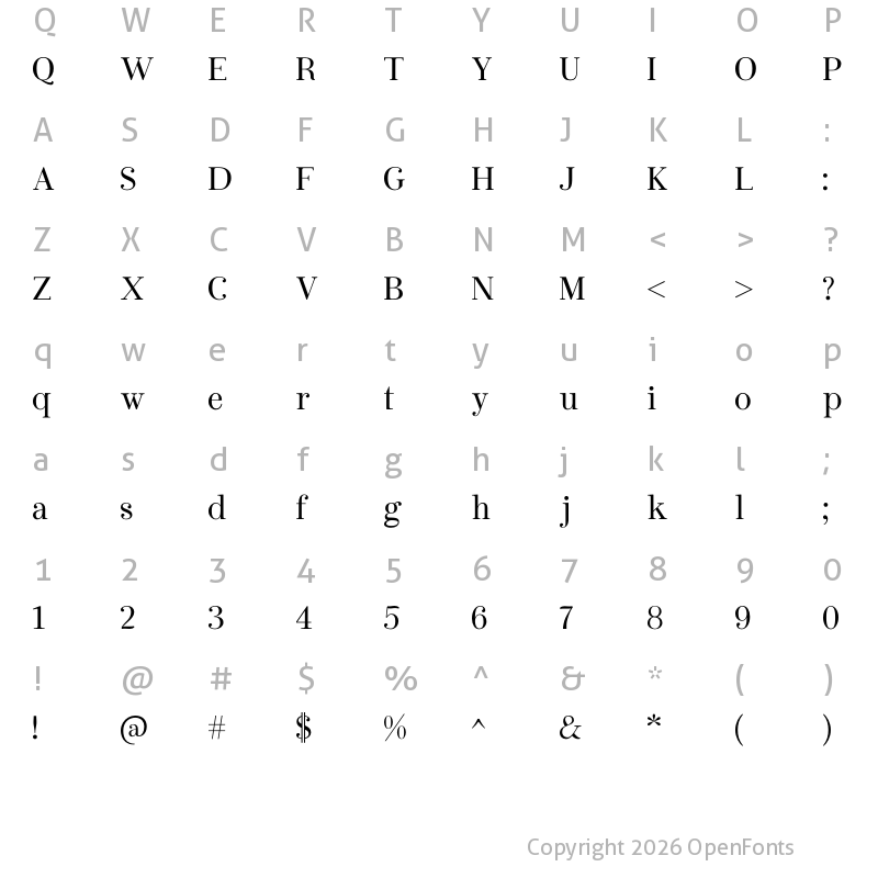 Character Map of Quisnue Regular