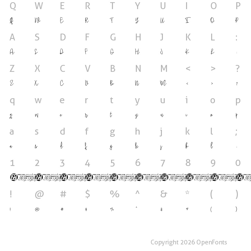 Character Map of Quite*Charming Regular