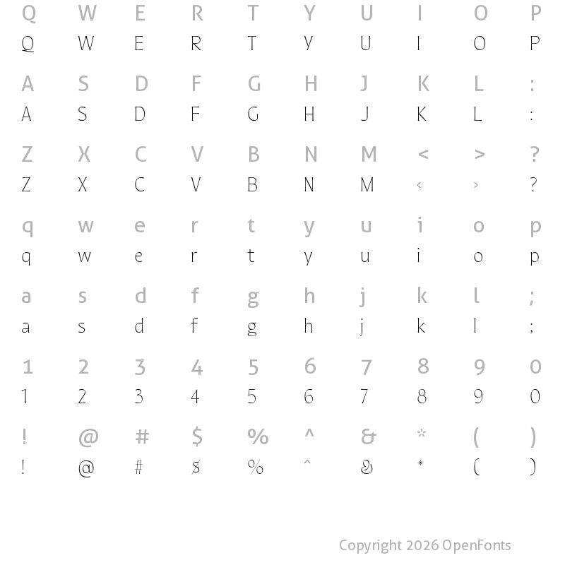Character Map of Quiverleaf CF Regular