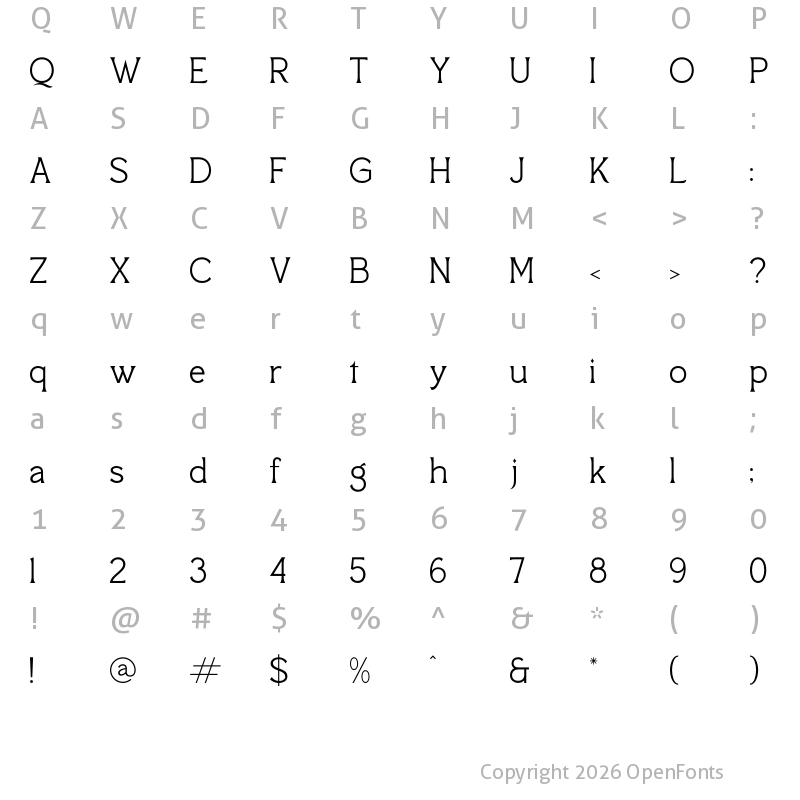 Character Map of QUMORU GENOCHI Regular