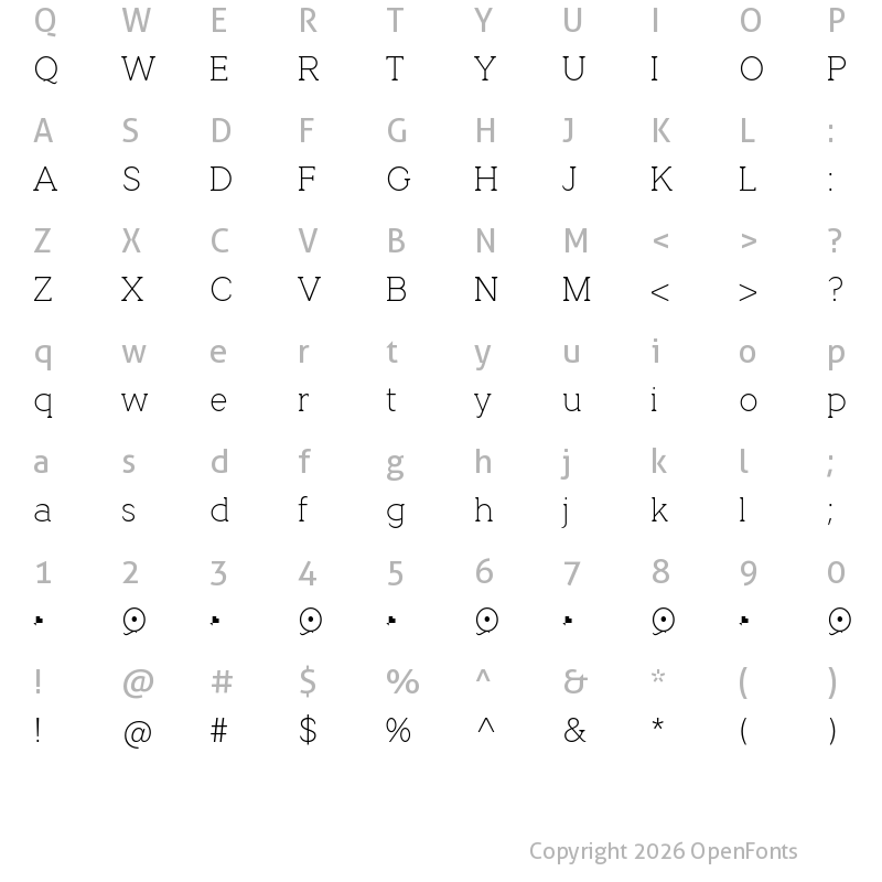 Character Map of Quotus Thin