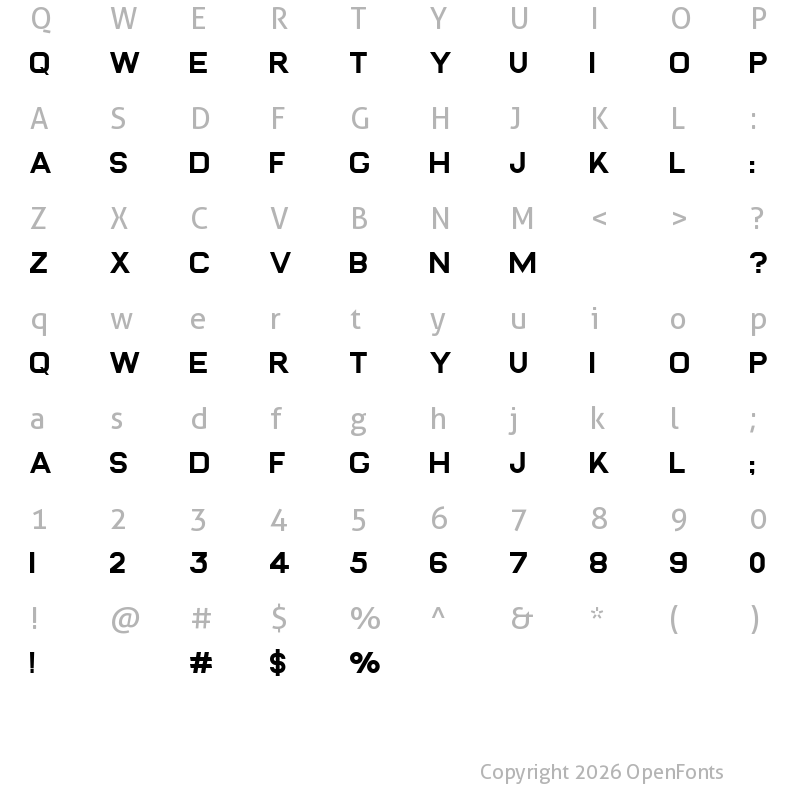 Character Map of Qurany Bold