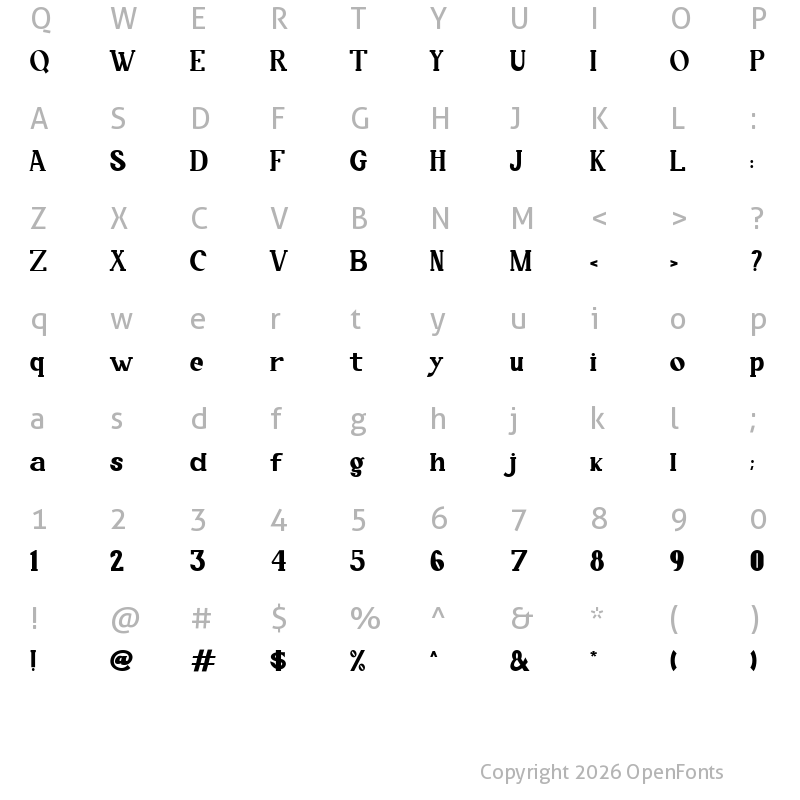Character Map of Quride Regular