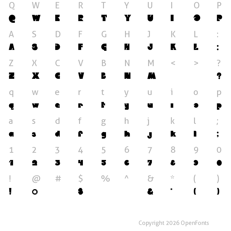 Character Map of Qweckle Regular