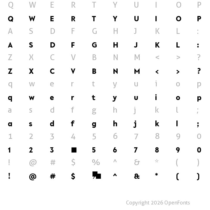 Character Map of R-Flex Bold