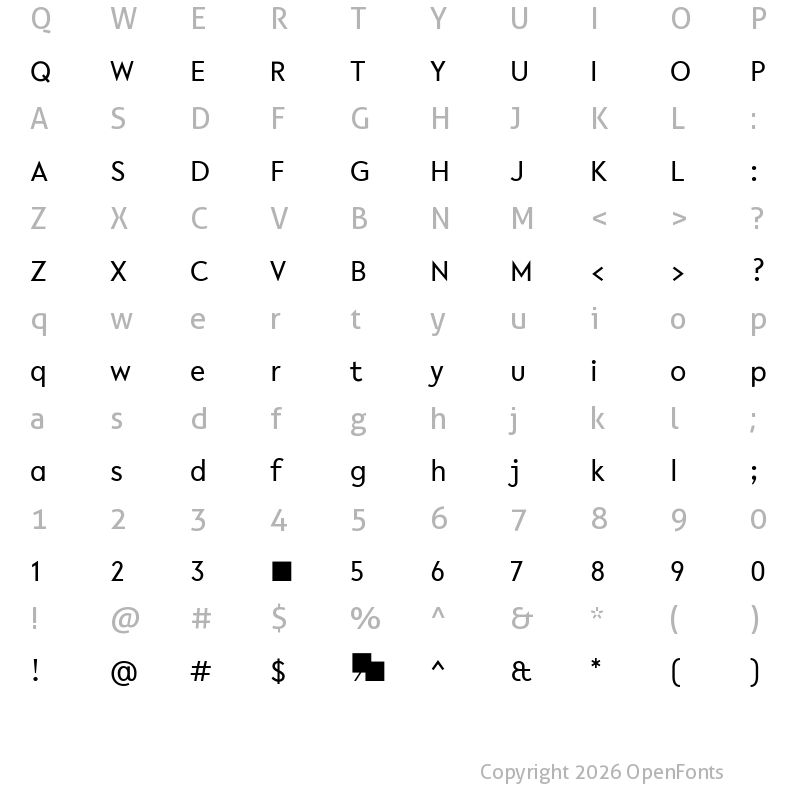 Character Map of R-Flex Regular
