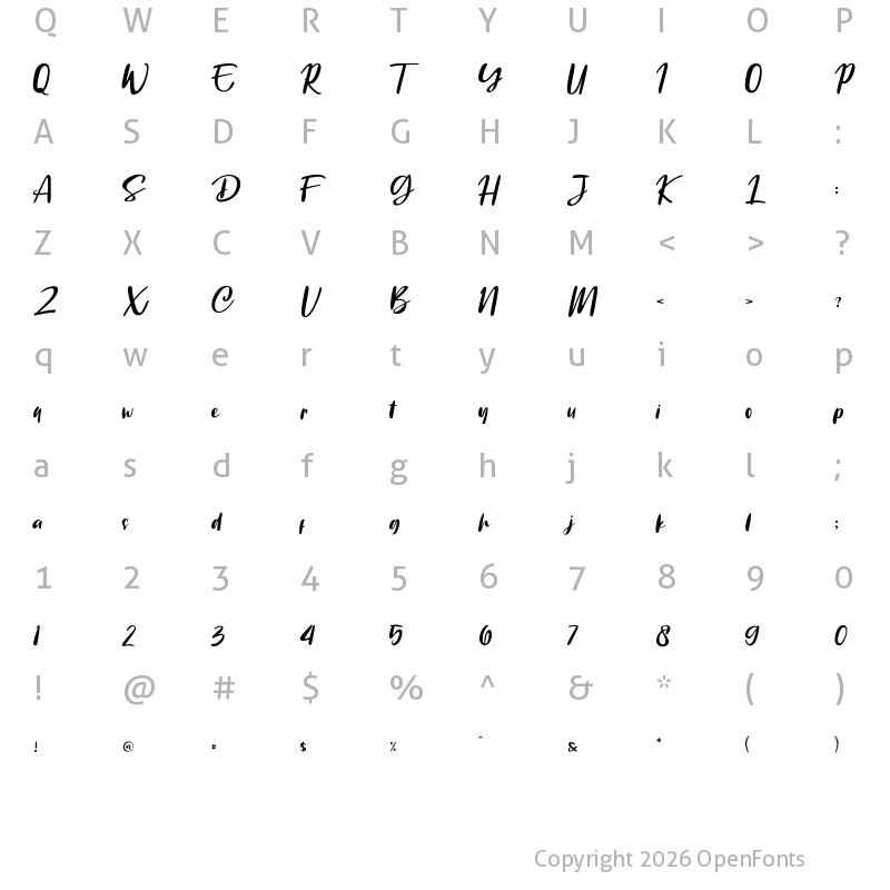 Character Map of rachel Regular