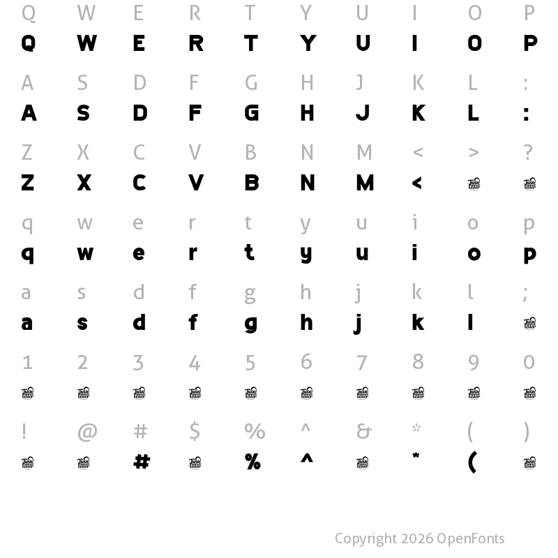 Character Map of Racoti Personal Use Black