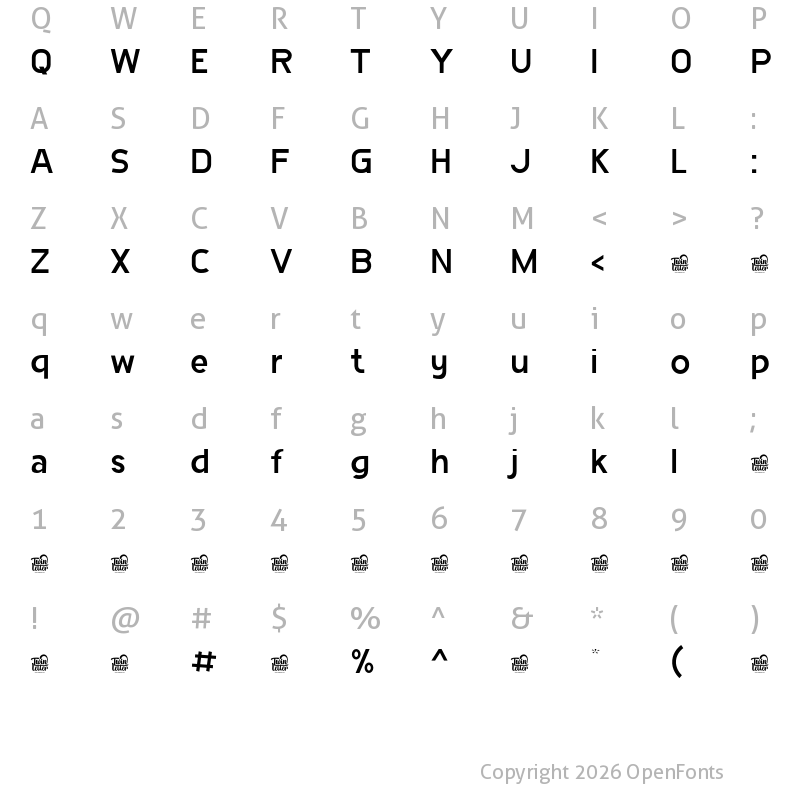 Character Map of Racoti Personal Use Regular