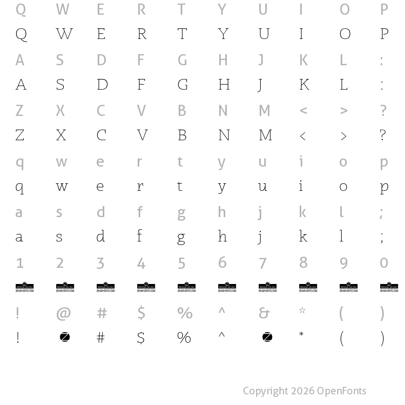 Character Map of Radcliffe Display Light