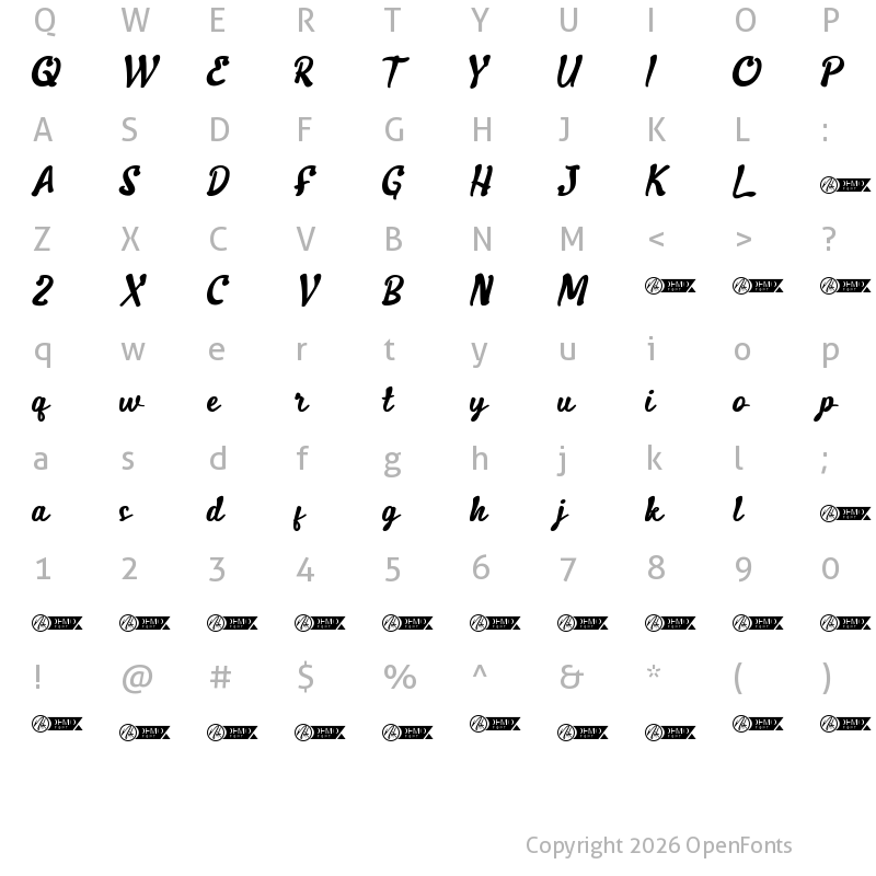 Character Map of RadenAyuDemo Regular