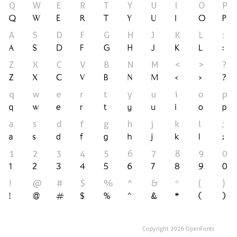 Character Map of Radinela Sans