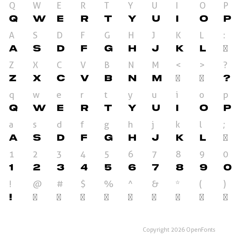 Character Map of Radwave Demo Regular
