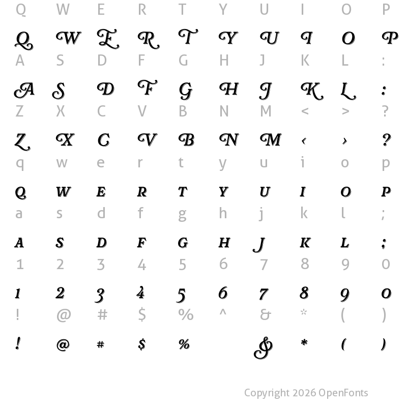 Character Map of Rafaella Bold Shadow