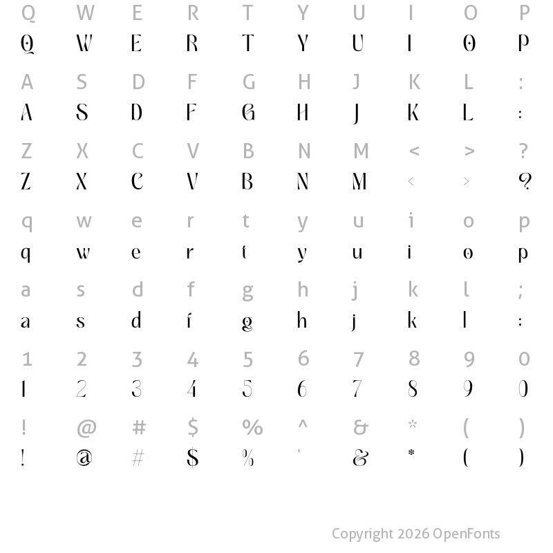 Character Map of Rafgins Regular