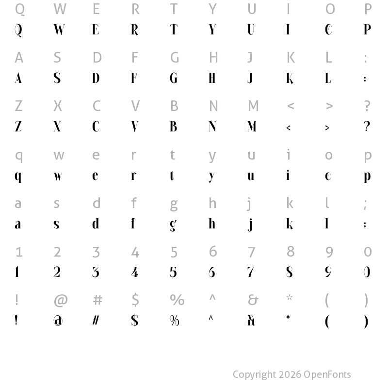 Character Map of Ragiel Bold
