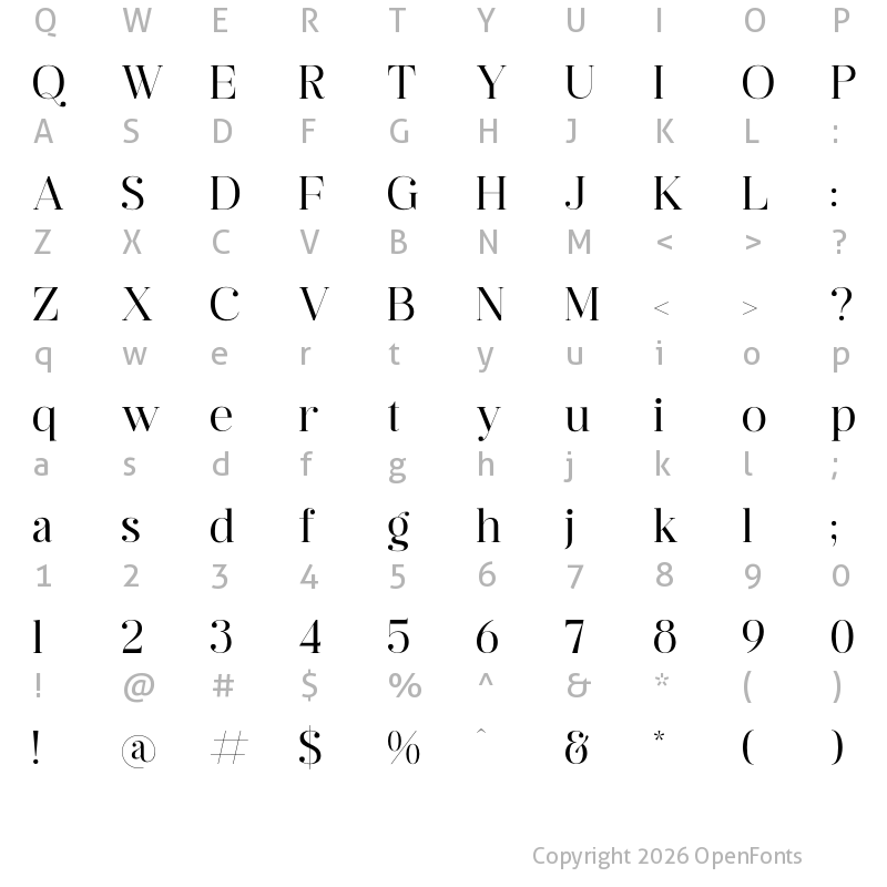 Character Map of Ragiften Regular